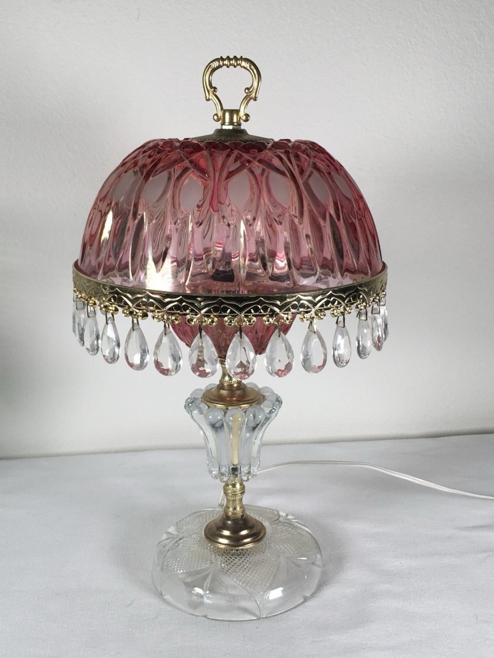1940s Cranberry Pink Boudoir Lamp set of 2
